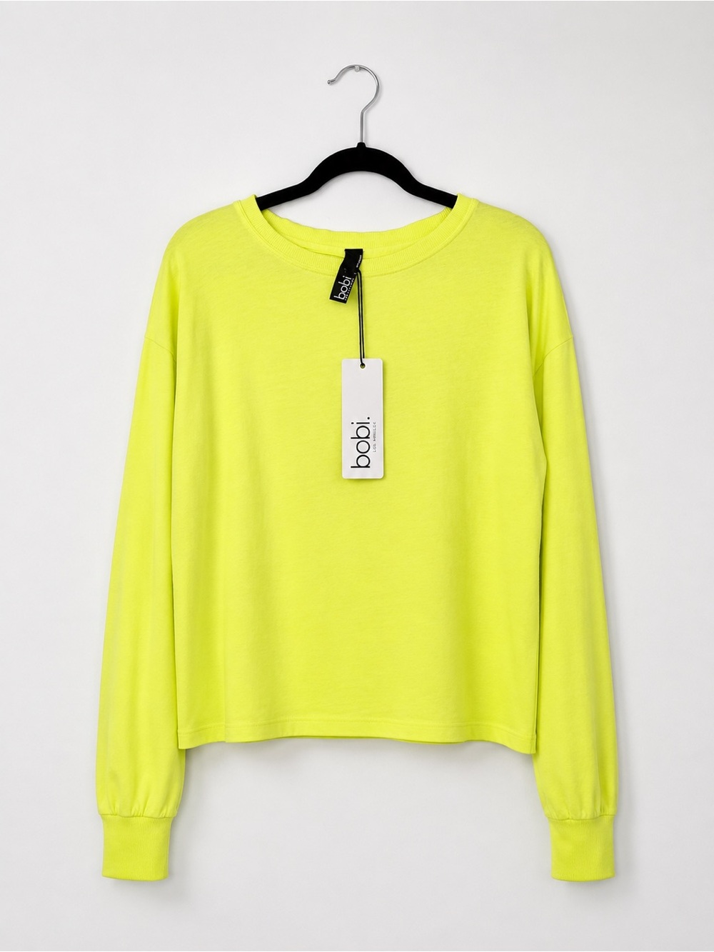 NWT bobi Los Angeles Neon Yellow 100% Cotton Long Sleeve Top L